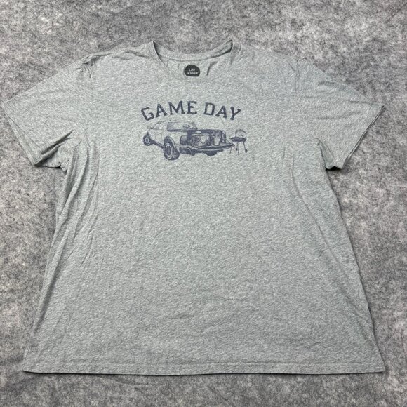 Life is Good T Shirt Mens XXL Gray Blue Game Day Tailgating Smooth Tee Cotton - Picture 1 of 8